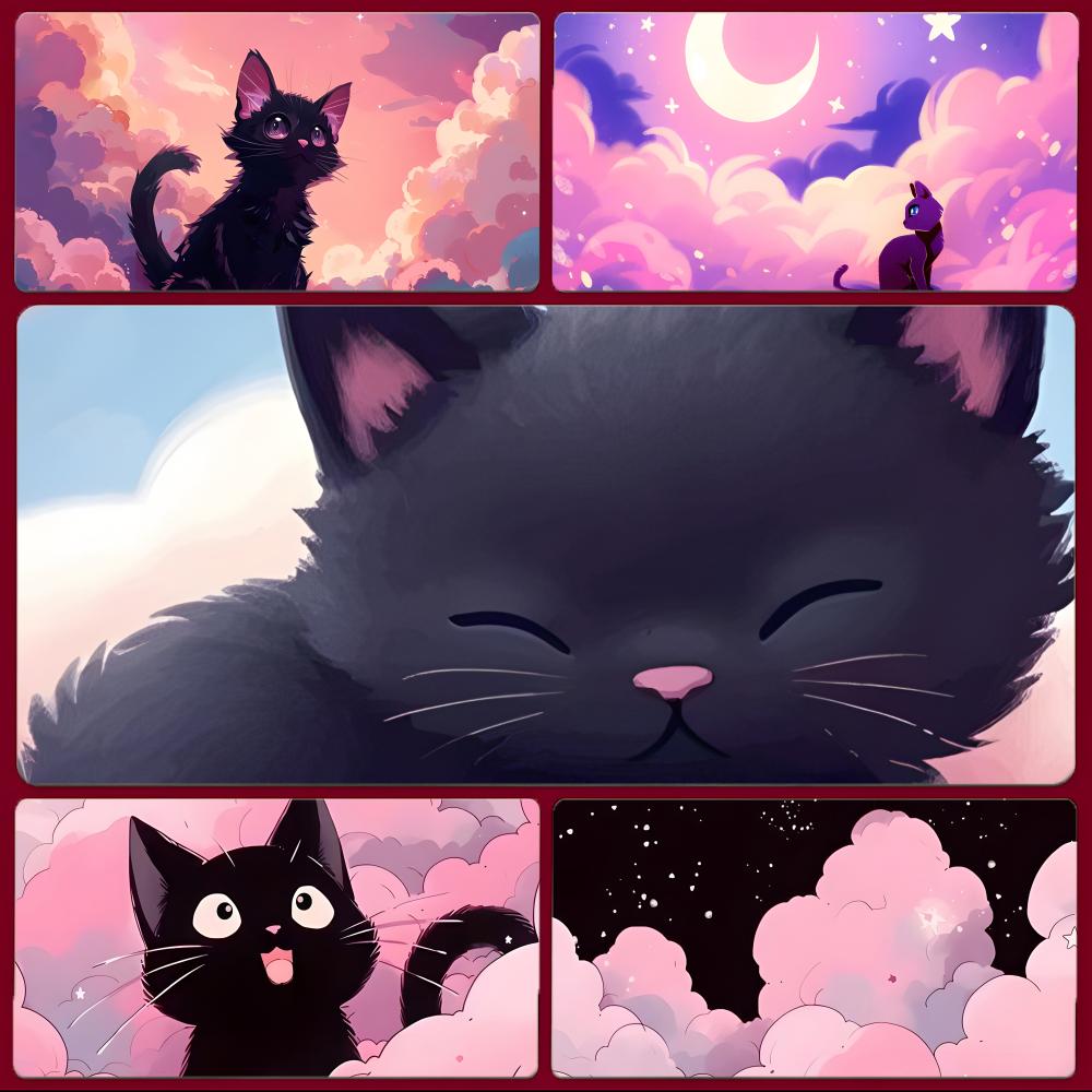 Pc Gaming Cloud Free - Black Cat Cloud Floating Sky Surreal