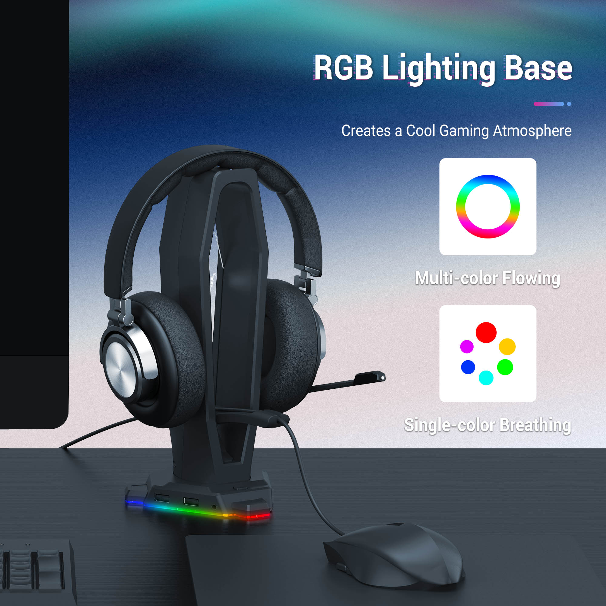 3 in 1 RGB Gaming Headset Hold - Mouse Bungee Holder のレビューと価格
