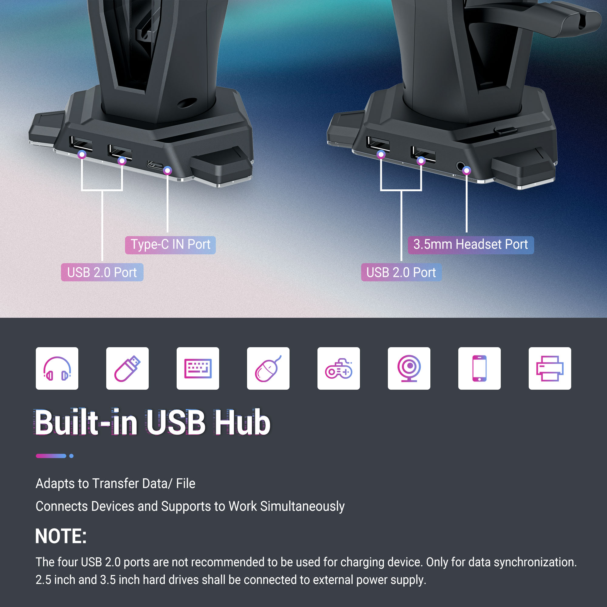 3 in 1 RGB Gaming Headset Hold - Mouse Bungee Holder のレビューと価格