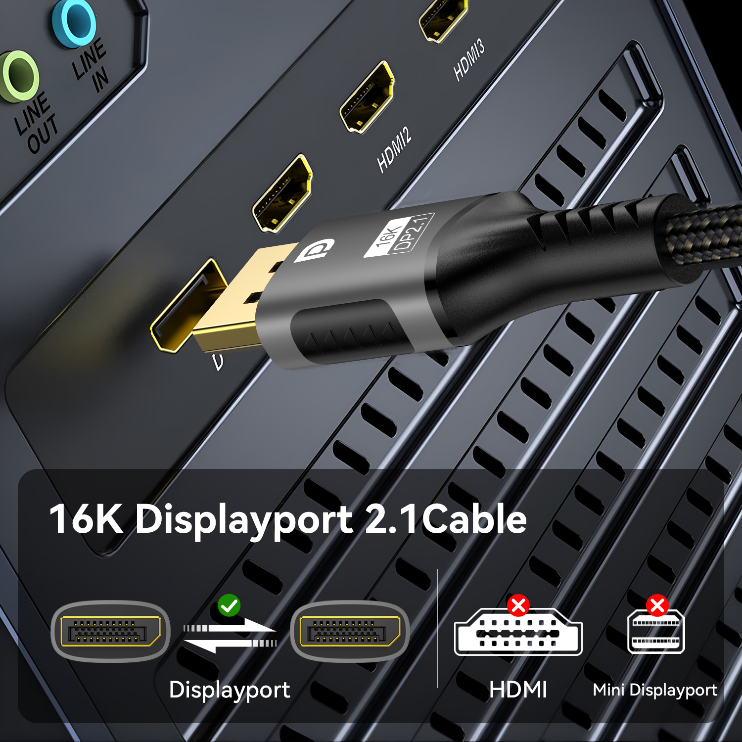 16K Displayport 2.1 to DP Cabl - Pc Gaming Compact のレビューと価格
