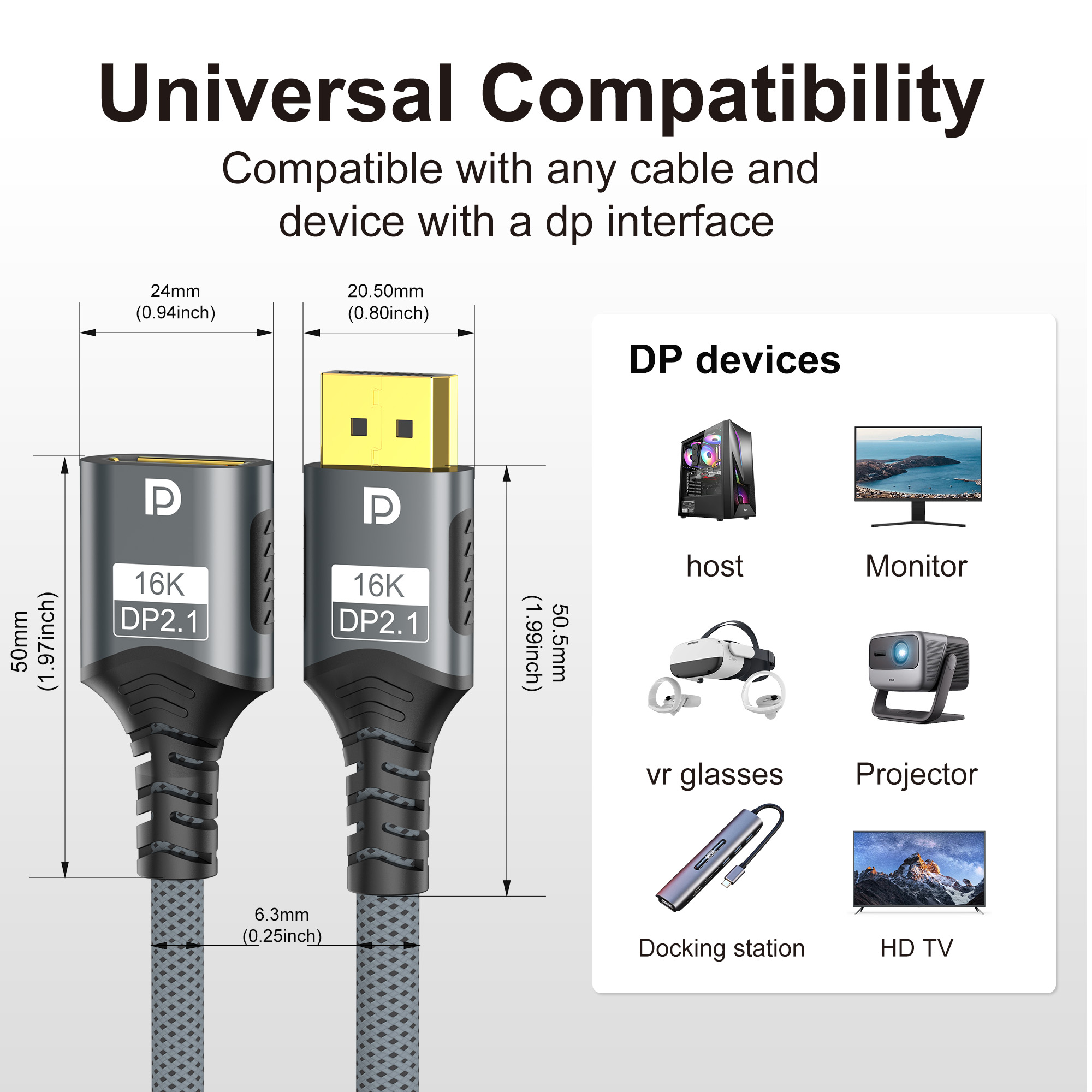 DisplayPort 2.1 Extension Cabl - High Refresh Monitor のレビューと価格