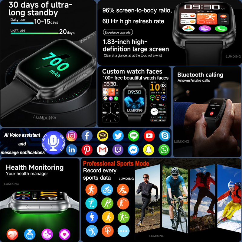 New Smartwatches 700 mAh Batte - High Refresh Monitor のレビューと価格